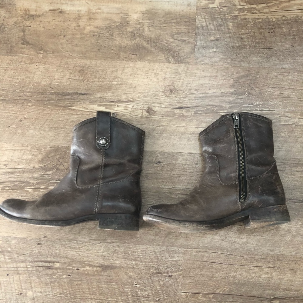 Frye distressed brown leather boots